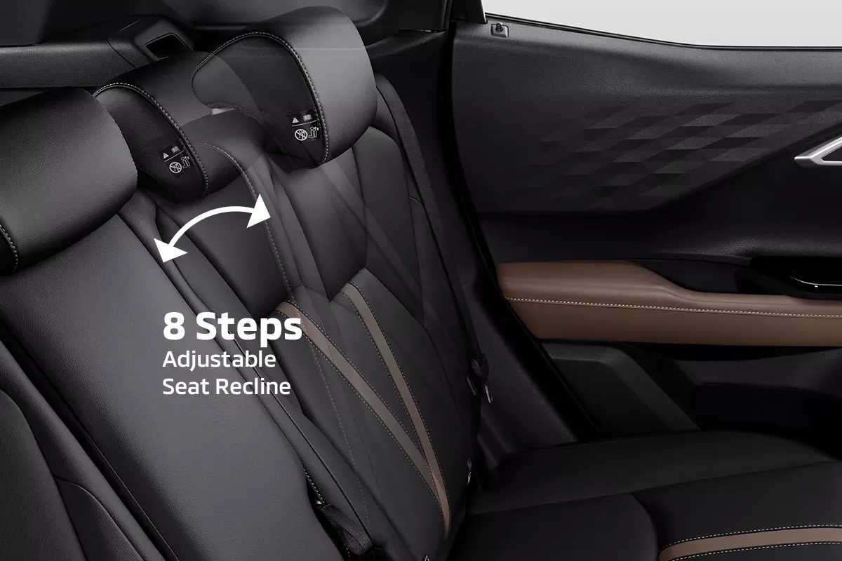 Spacious Interior with 8 Steps Reclining Rear Seats [Best In Class]